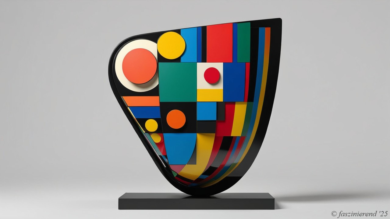 Abstract Sculpture with Vibrant Geometric Shapes