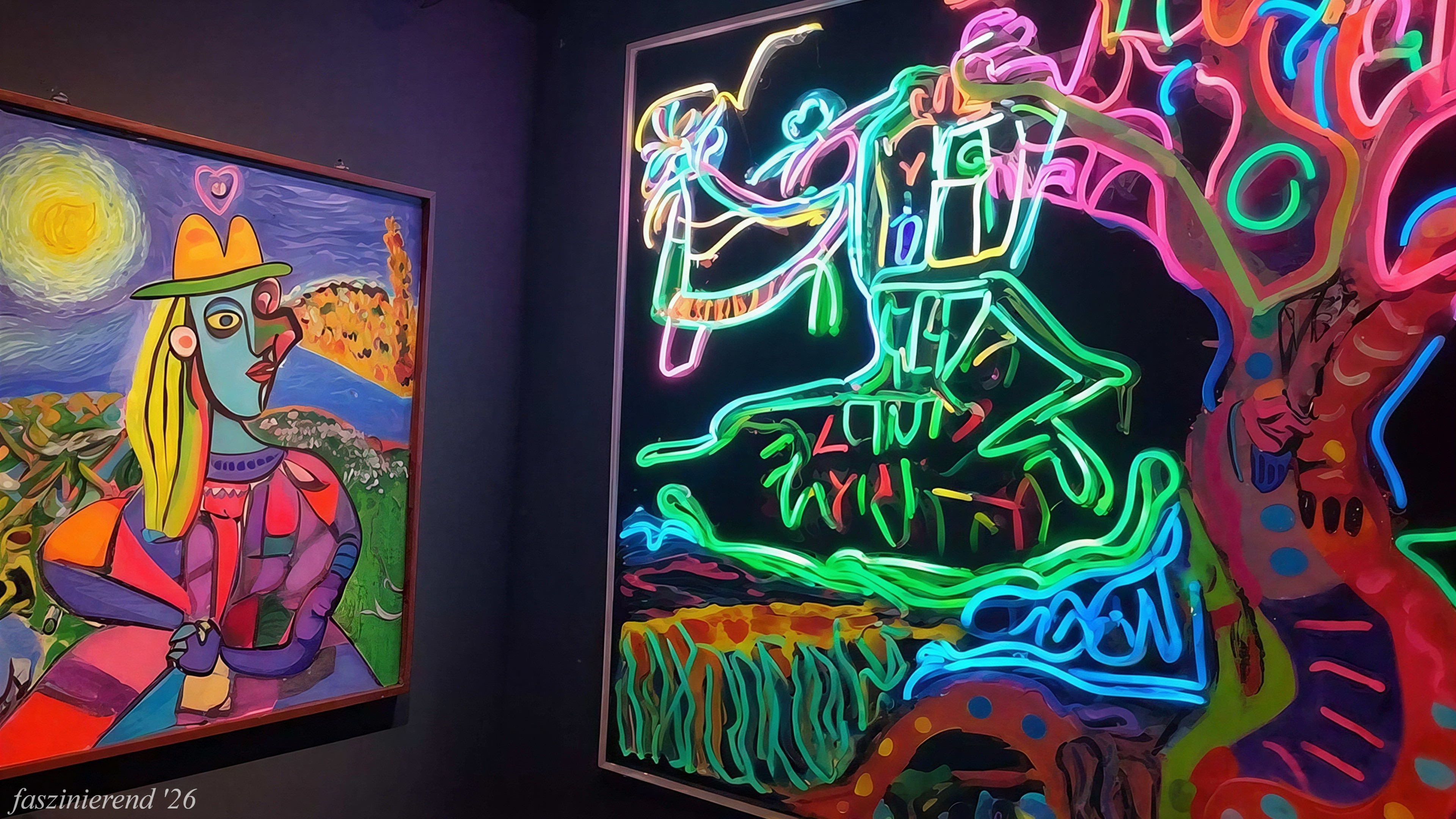 Brightly Colored Picasso-Esque Art Exhibit Display