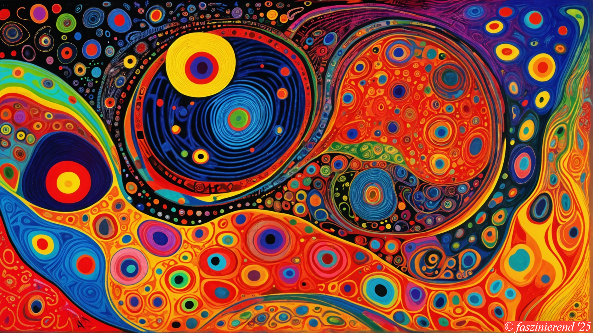 Vibrant Abstract Composition with Swirling Colors