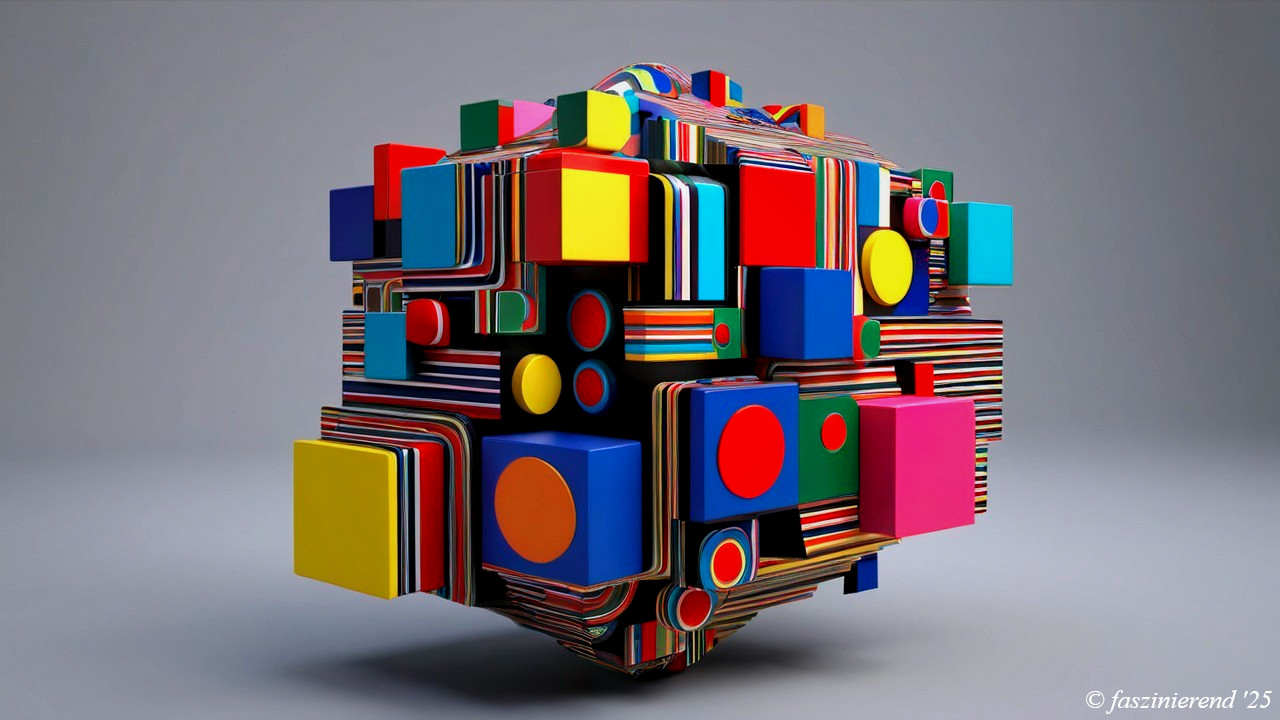 Colorful Geometric Shapes in Three-Dimensional Design