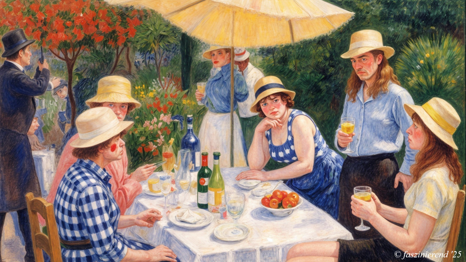 Vibrant Outdoor Gathering with Beverages and Tomatoes