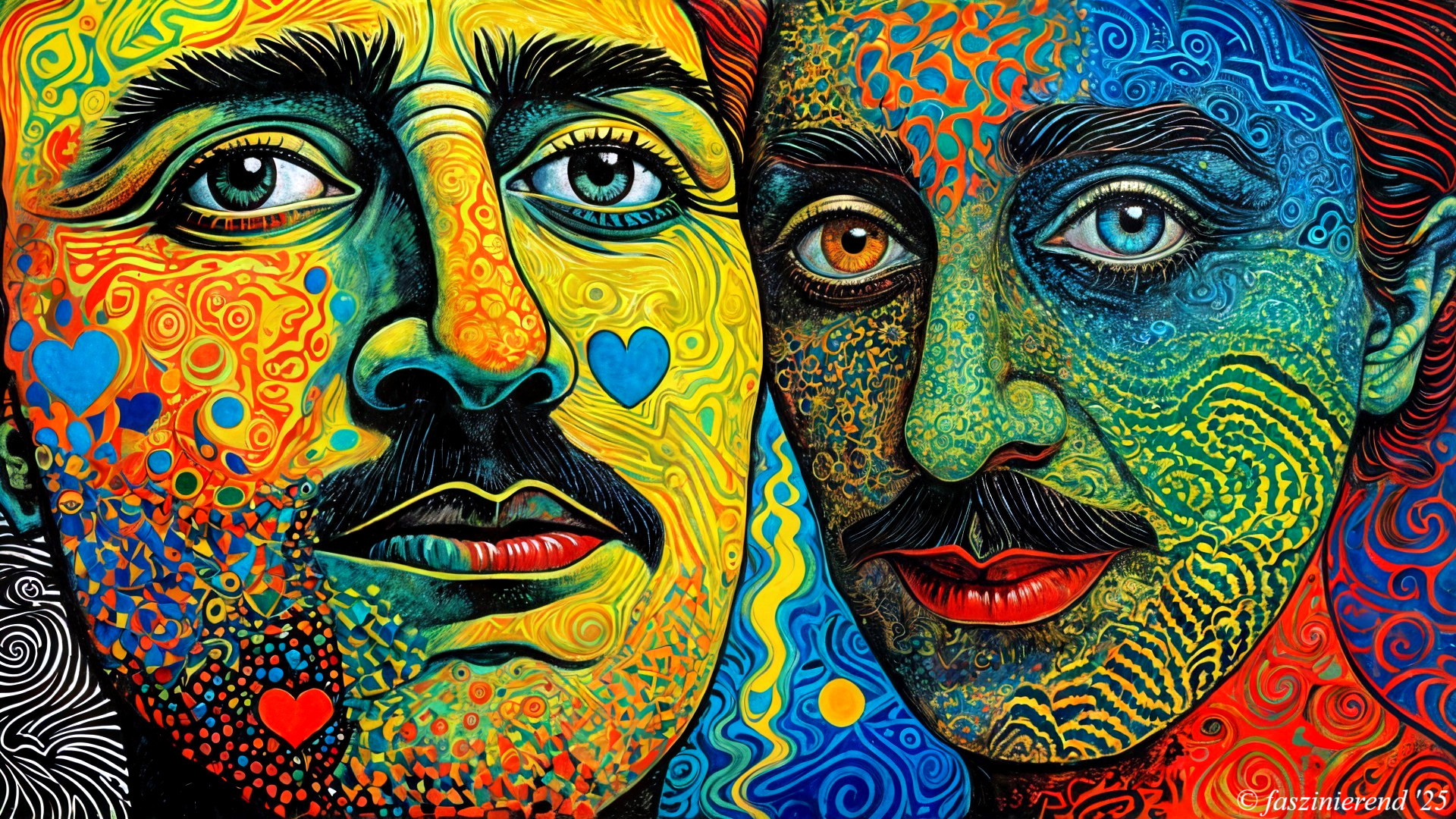 Stylized Male Portraits in Contrasting Colors and Patterns