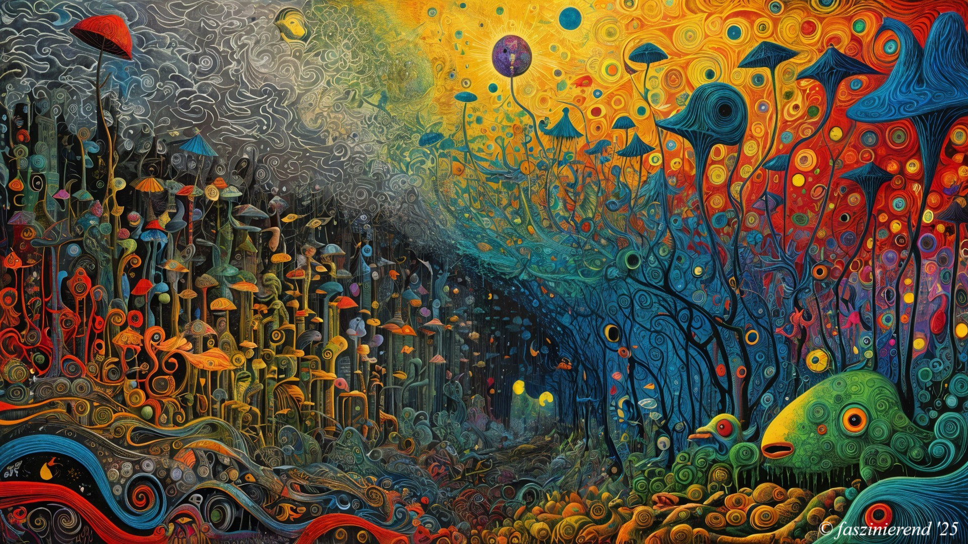 Surreal Landscape with Colorful Contrasting Elements