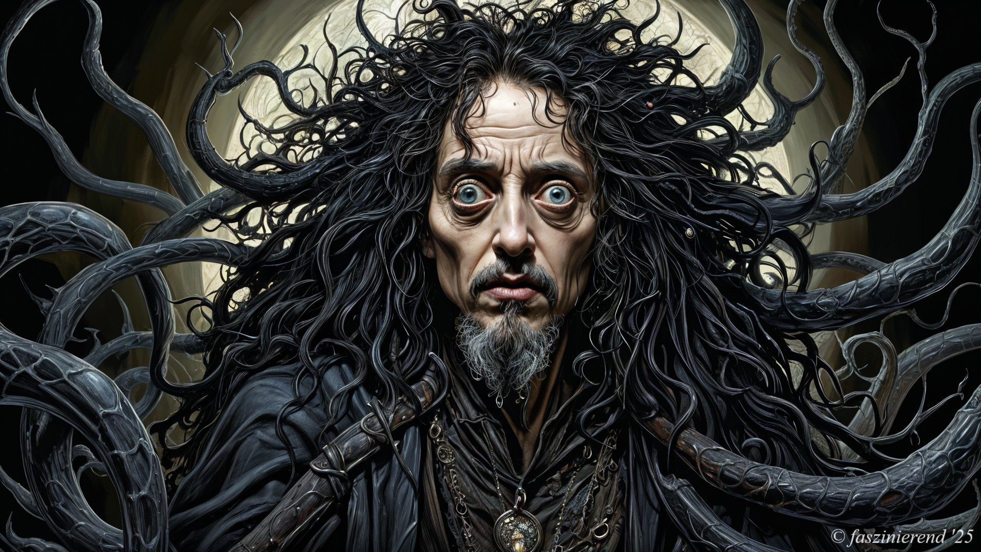 Fantastical portrait of a man with mystical features
