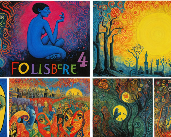 Vibrant Collage of Colorful Portraits and Nature Scenes