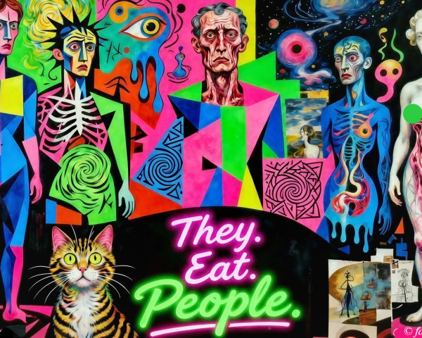 Vibrant Neo-Expressionist Painting with Six Figures