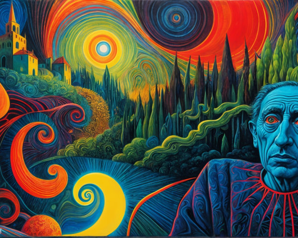 Vibrant Swirling Colors in a Dreamlike Landscape