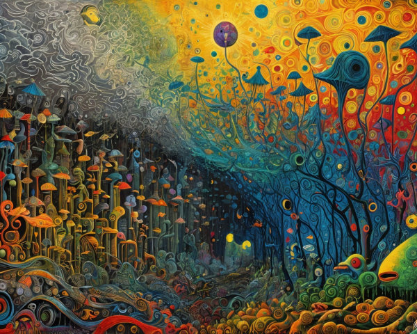 Surreal Landscape with Colorful Contrasting Elements