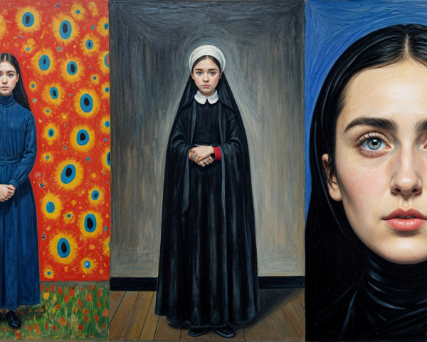Three Portraits of a Young Girl in Diverse Styles