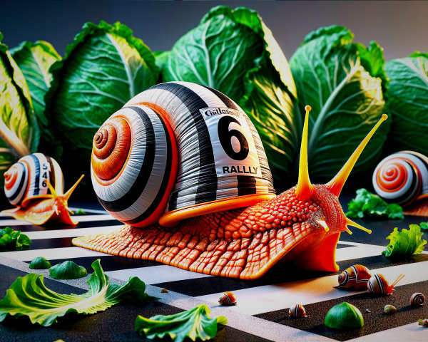 Whimsical Snails Racing on a Colorful Track Scene