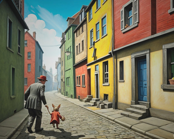 Colorful Alleyway Scene with Charming Atmosphere