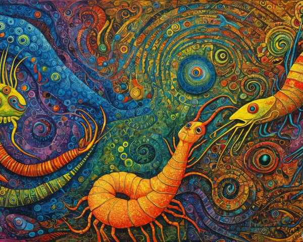 Vibrant Underwater Artwork with Marine Creatures