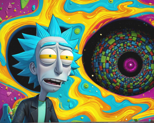Stylized Animated Character in Cosmic Background