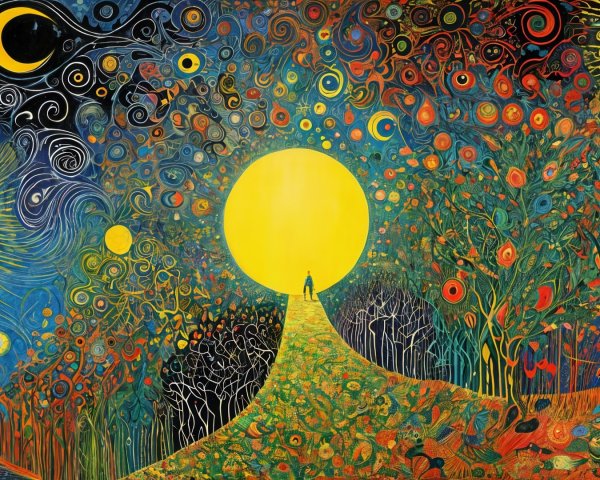 Vibrant Fantastical Landscape with Colorful Elements