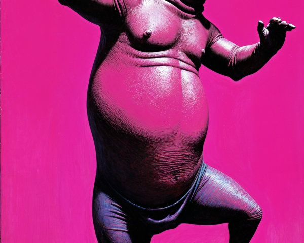 Stylized Hippo in Purple with Whimsical Dance Pose