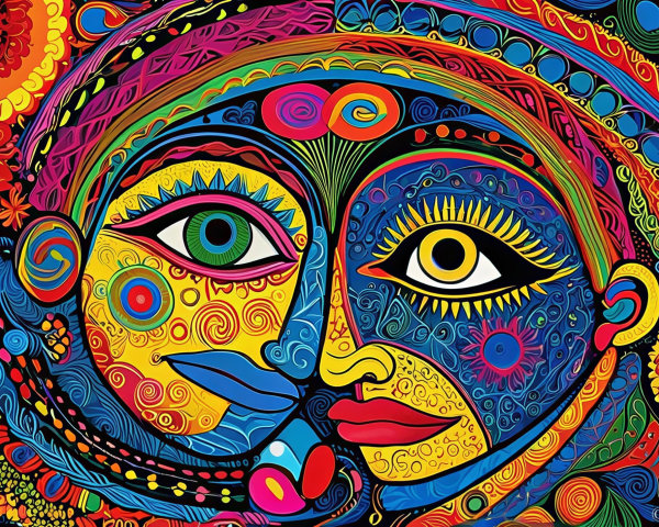 Intricate Digital Painting of Stylized Abstract Faces