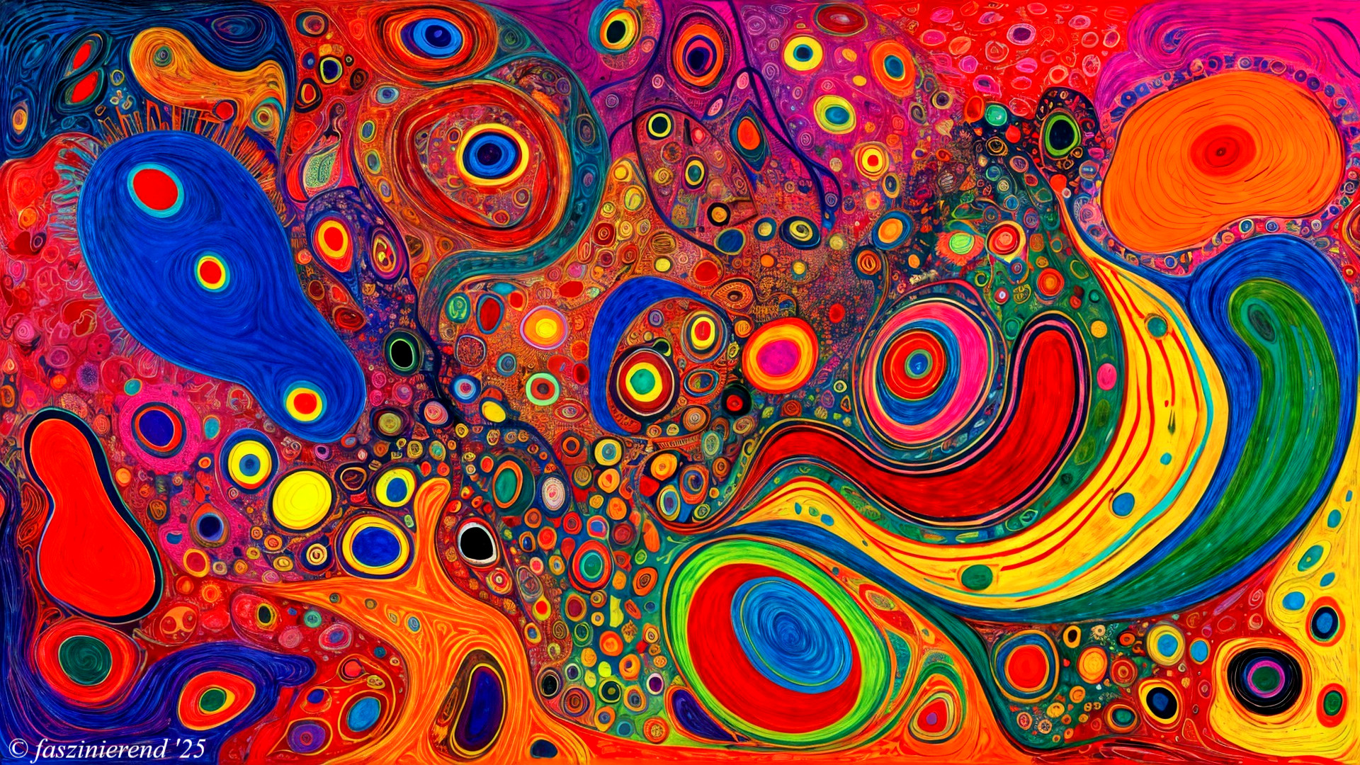 Vibrant Abstract Design with Swirling Patterns and Colors