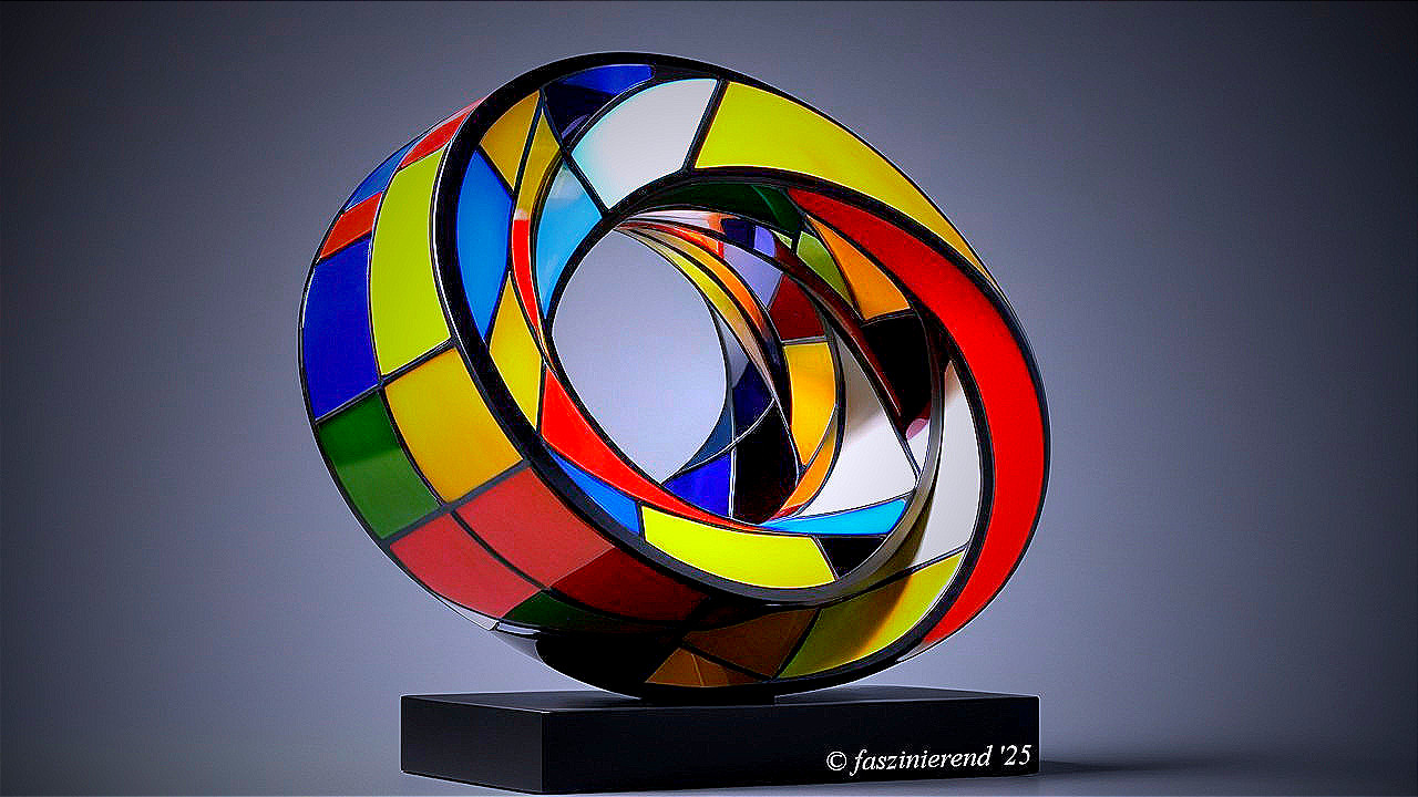 Vibrant Abstract Sculpture with Interlocking Circles