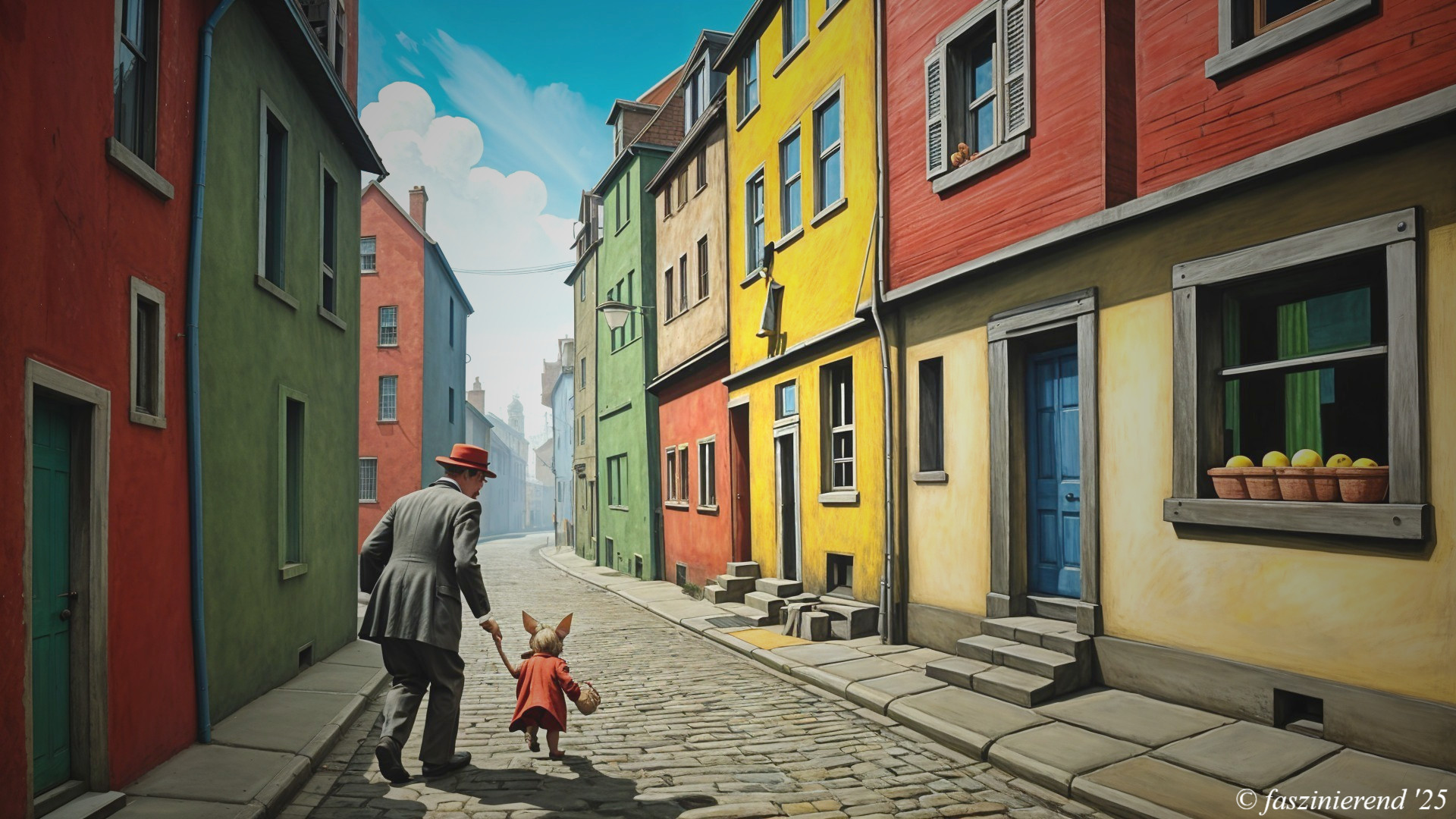 Colorful Alleyway Scene with Charming Atmosphere