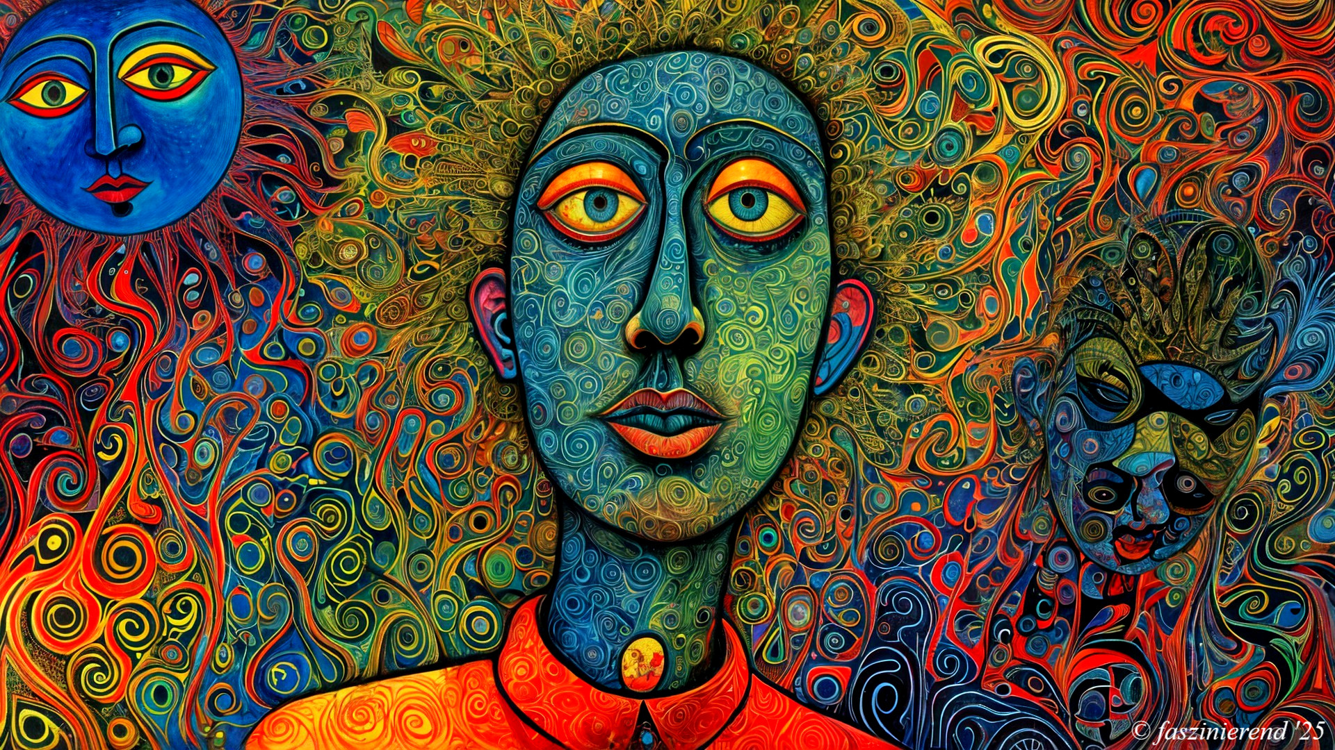 Vibrant Abstract Portrait with Colorful Background