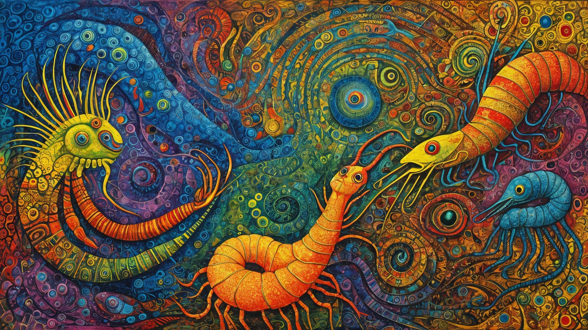 Vibrant Underwater Artwork with Marine Creatures