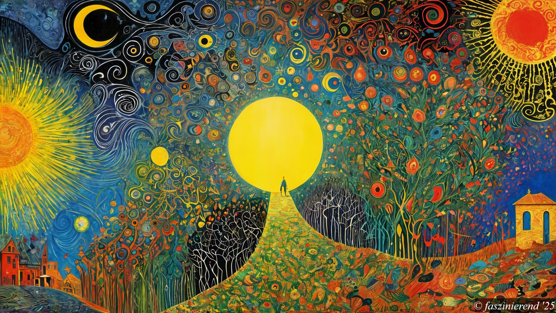 Vibrant Fantastical Landscape with Colorful Elements