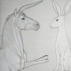 Pencil Drawing of a Woman's Profile with Geometric Shapes