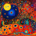 Vibrant Abstract Composition with Swirling Colors
