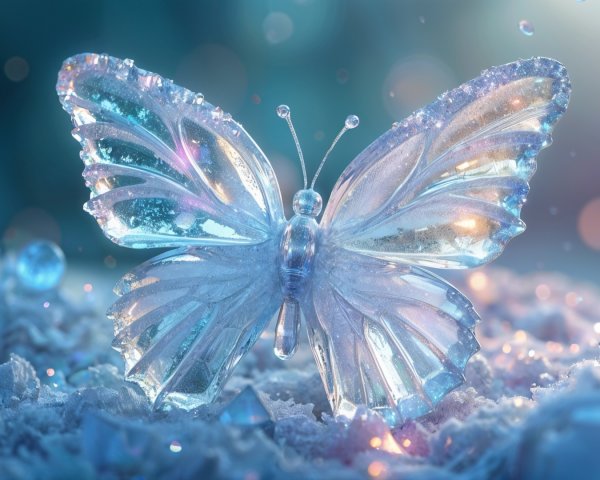 Crystal Butterfly on Textured Surface with Bokeh Light