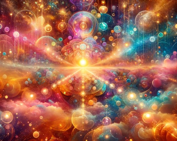 Vibrant Cosmic Scene with Radiant Colors and Patterns