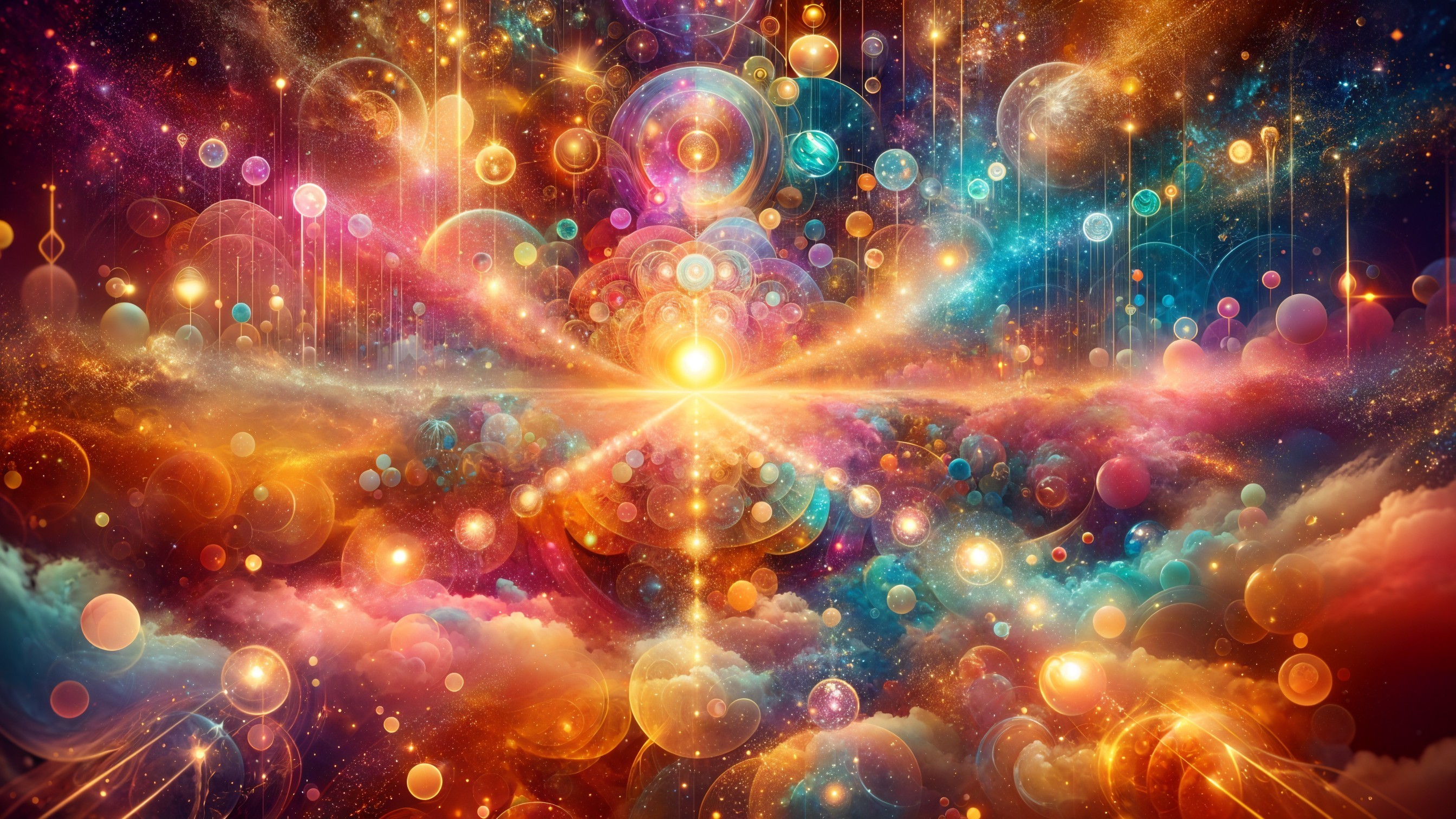 Vibrant Cosmic Scene with Radiant Colors and Patterns