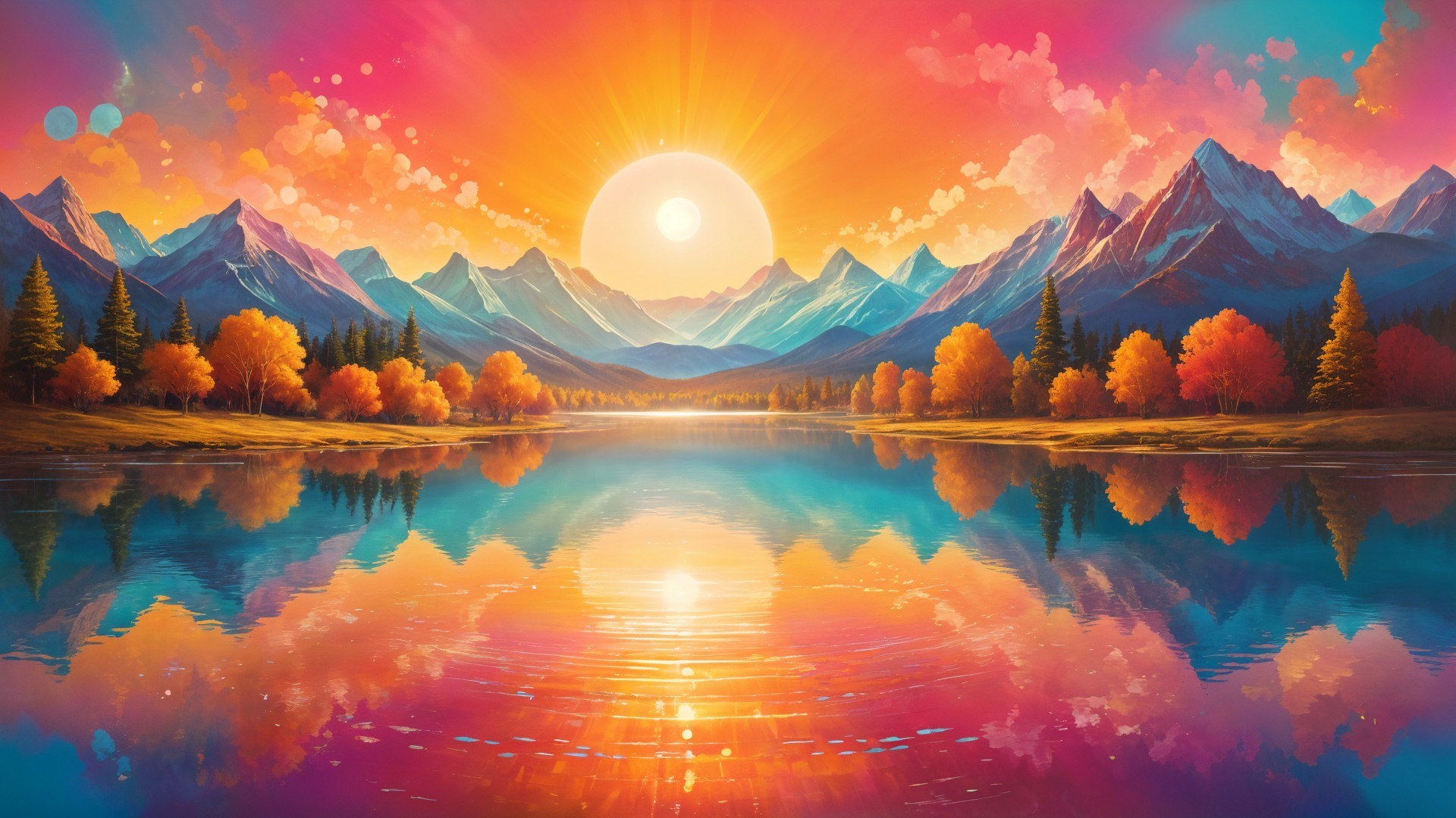 Majestic Mountains and Serene Lake at Sunset