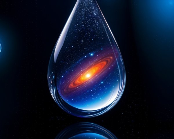 Cosmic Droplet with Galaxy and Stars in Space