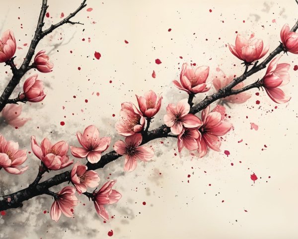 Cherry Blossoms on a Soft Neutral Background