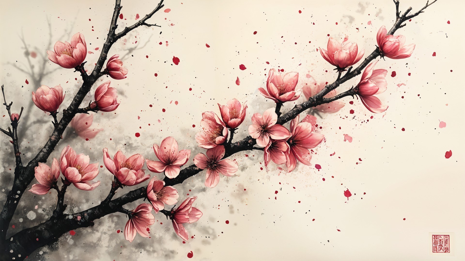 Cherry Blossoms on a Soft Neutral Background