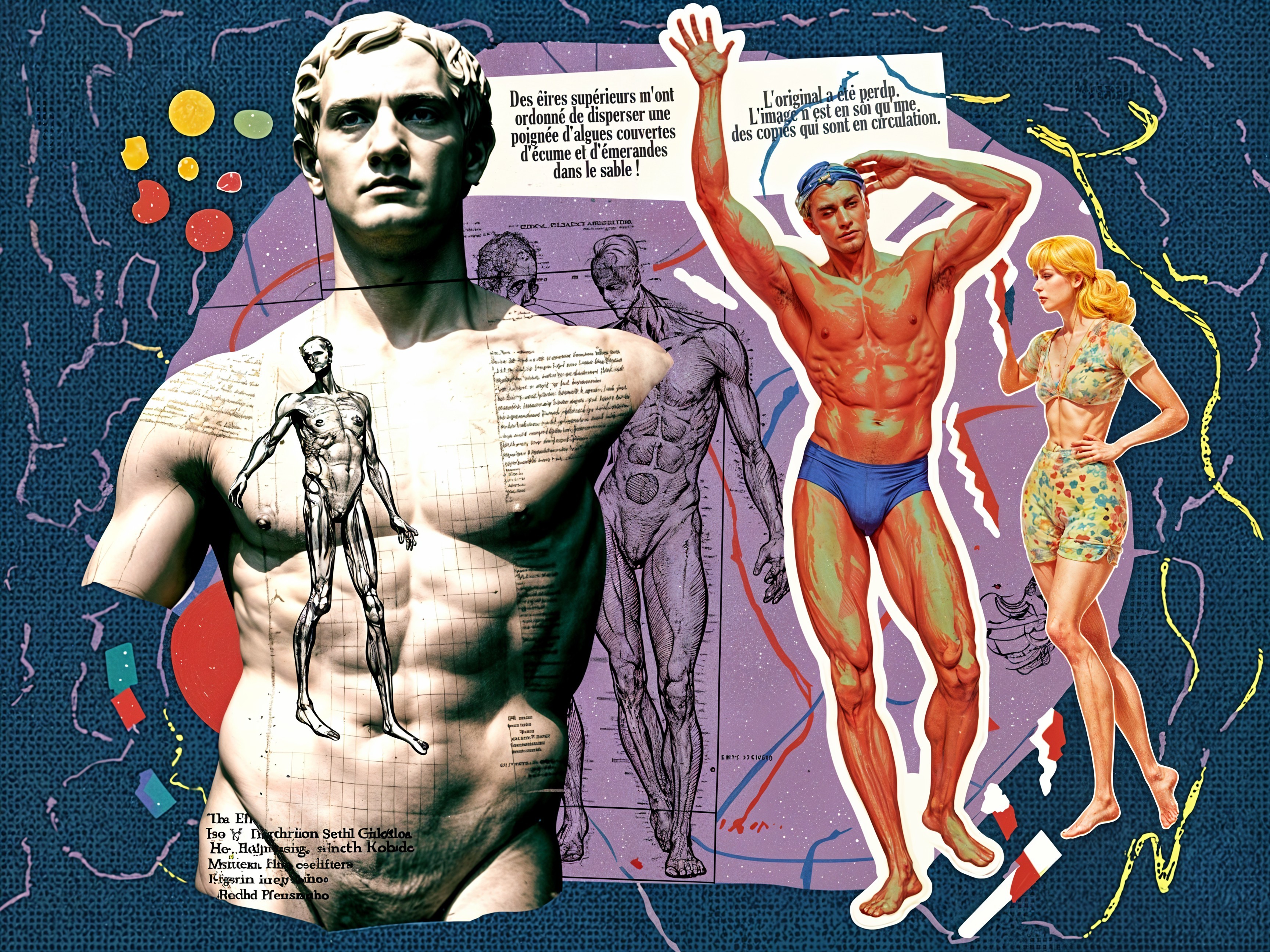 Collage of Male and Female Figures with Vibrant Background