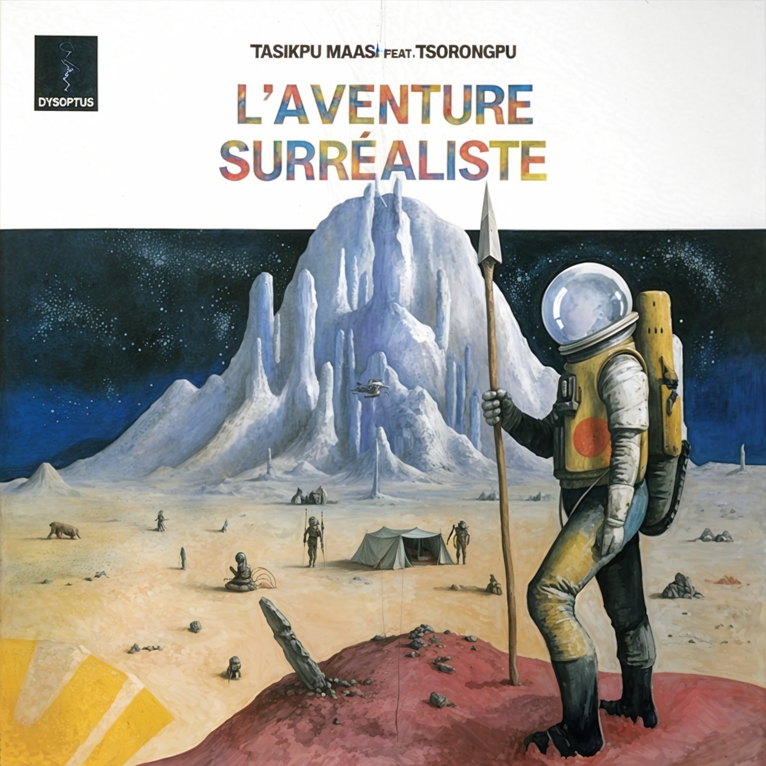 Surreal Sci-Fi Landscape with Astronaut and Mountain