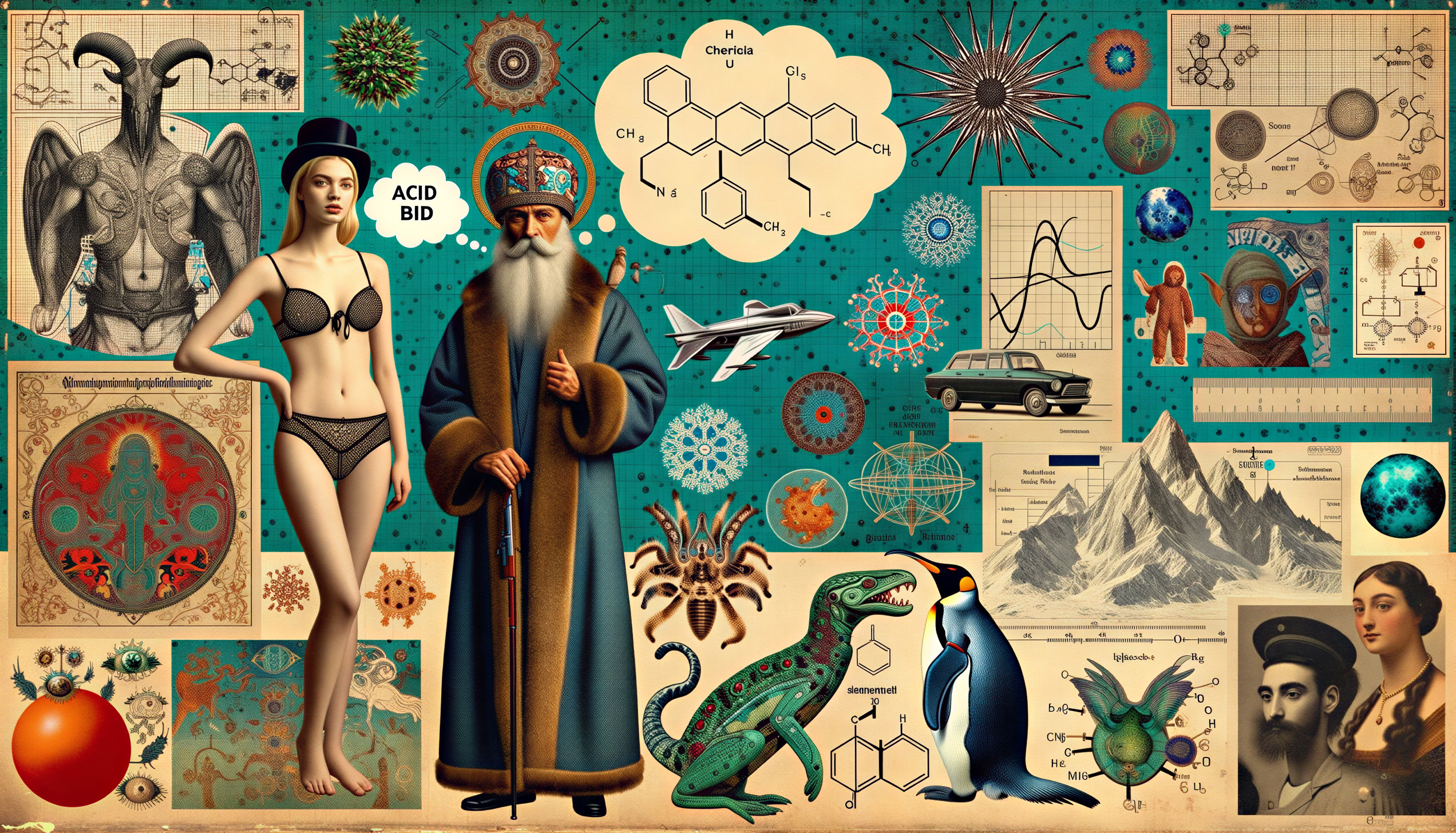 Eclectic Collage of Science, Art, and History Elements
