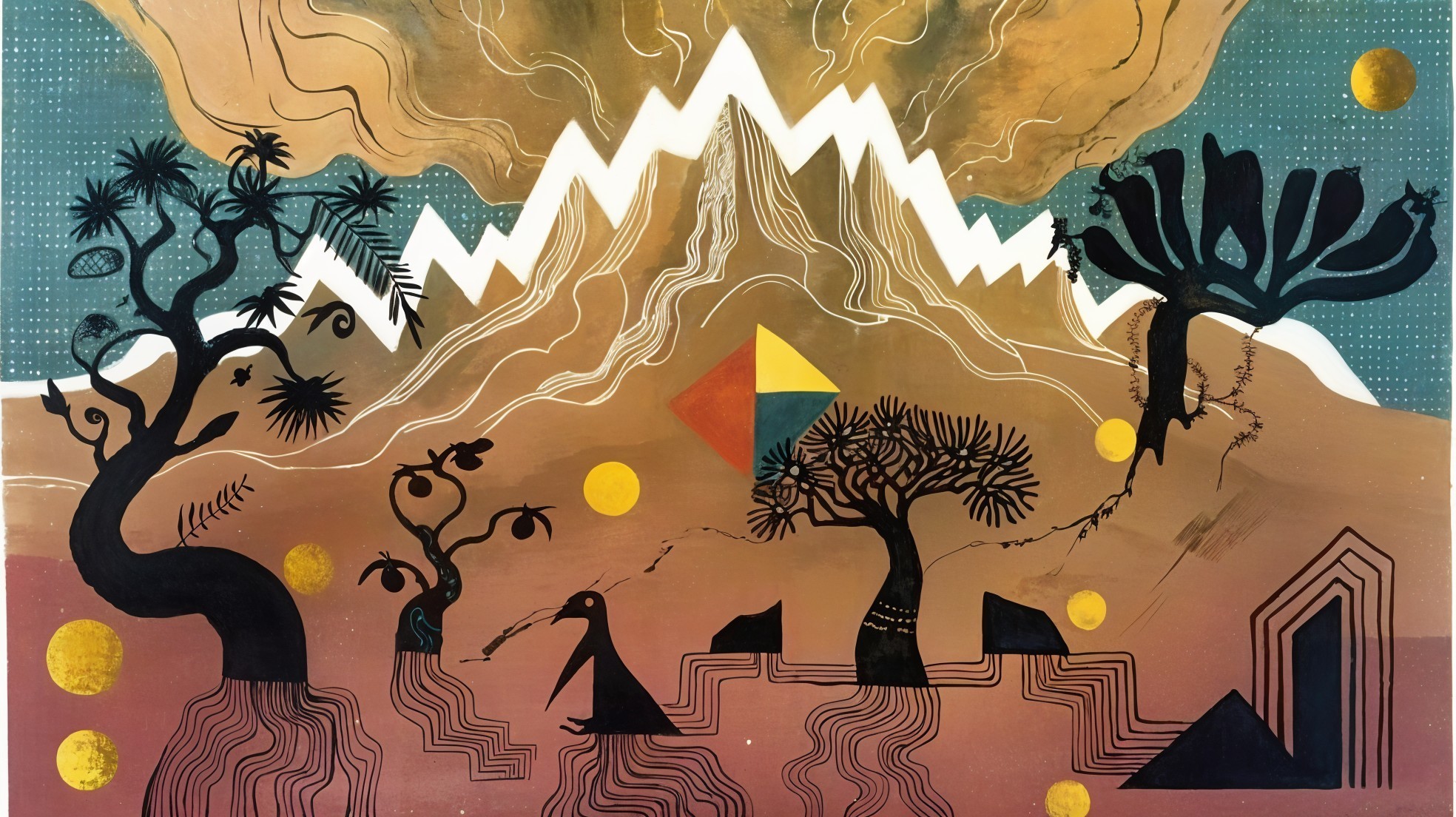 Stylized Abstract Landscape with Whimsical Elements