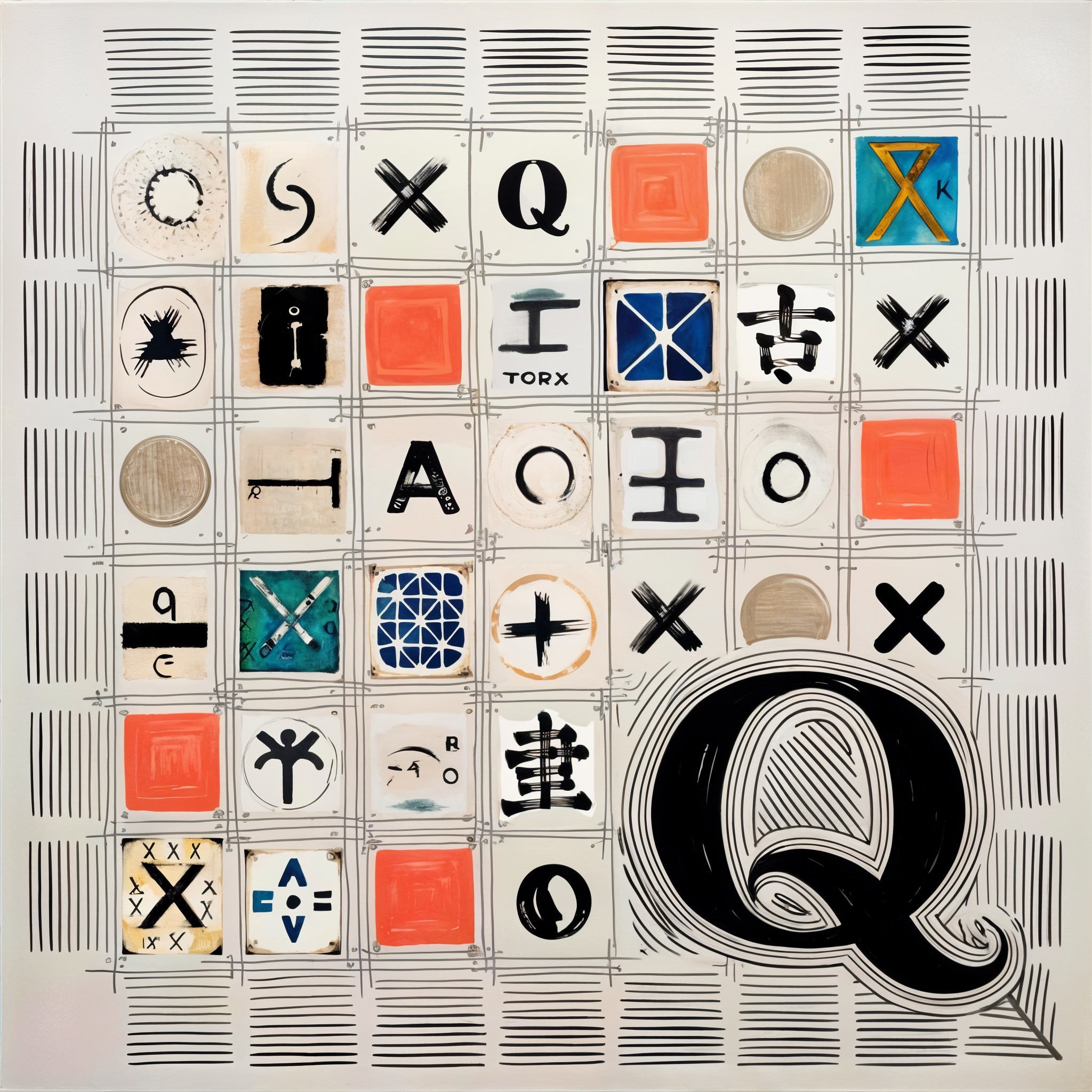 Abstract Symbol Grid with Stylized Letter Q Design