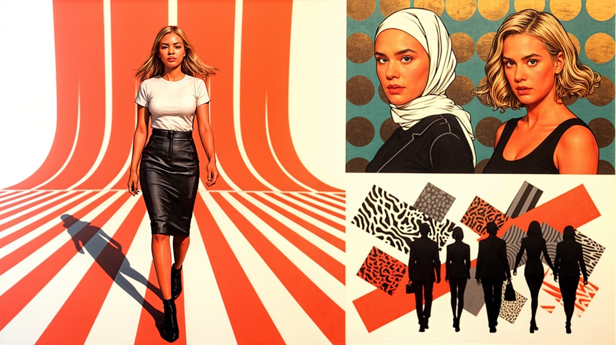 Modern Abstract Composition with Confident Woman