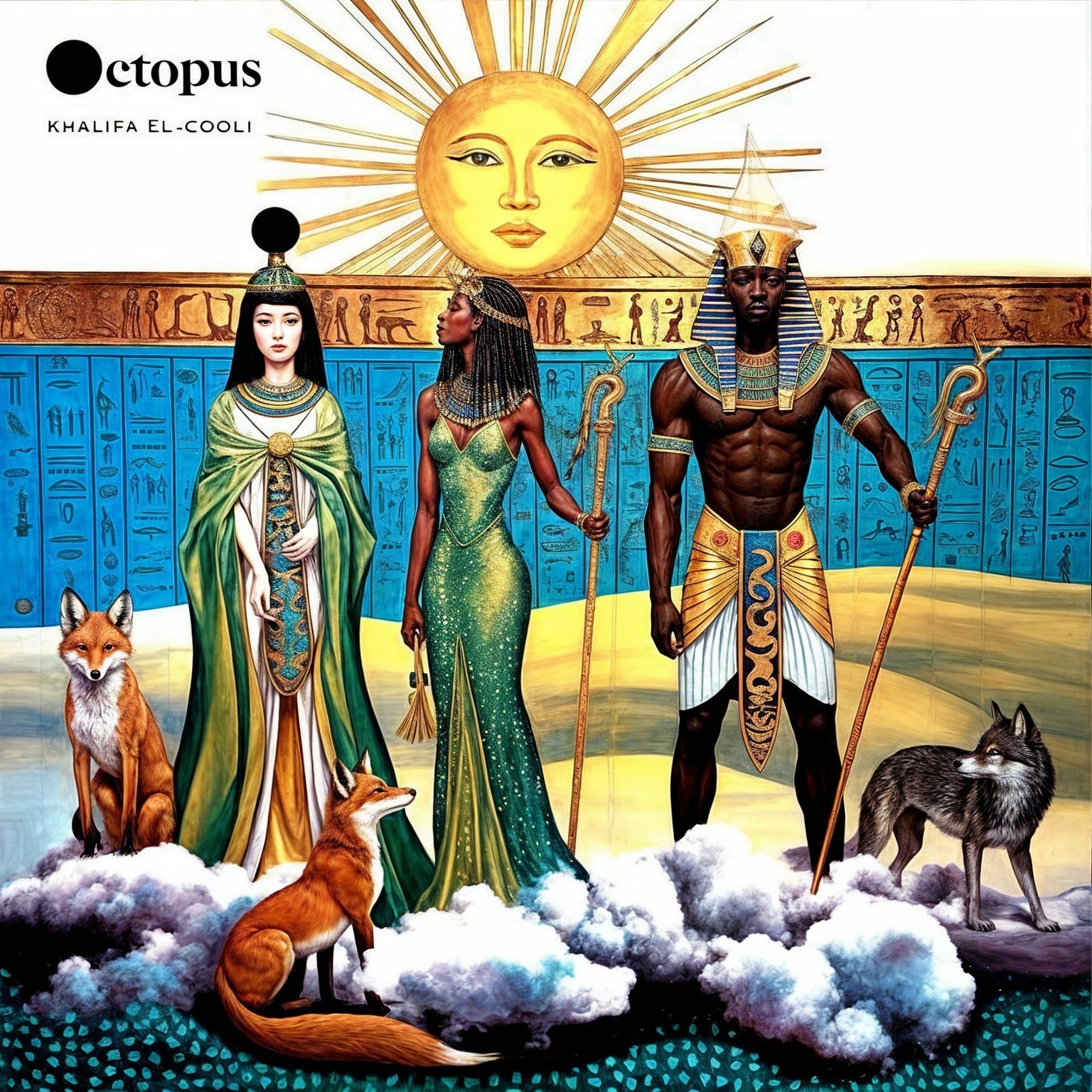 Regal Figures in Ancient Egyptian-Inspired Scene