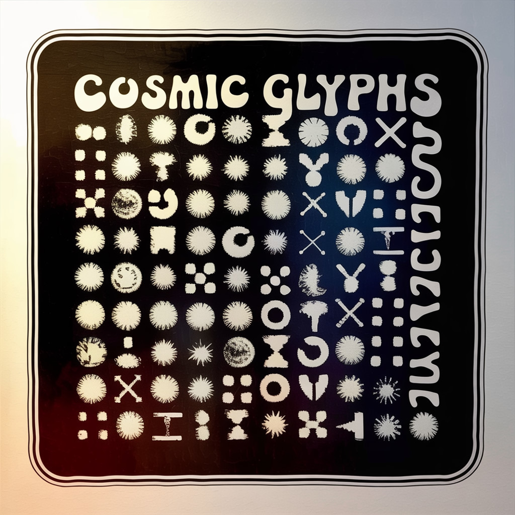 Stylized Cosmic Glyphs with Celestial Motifs
