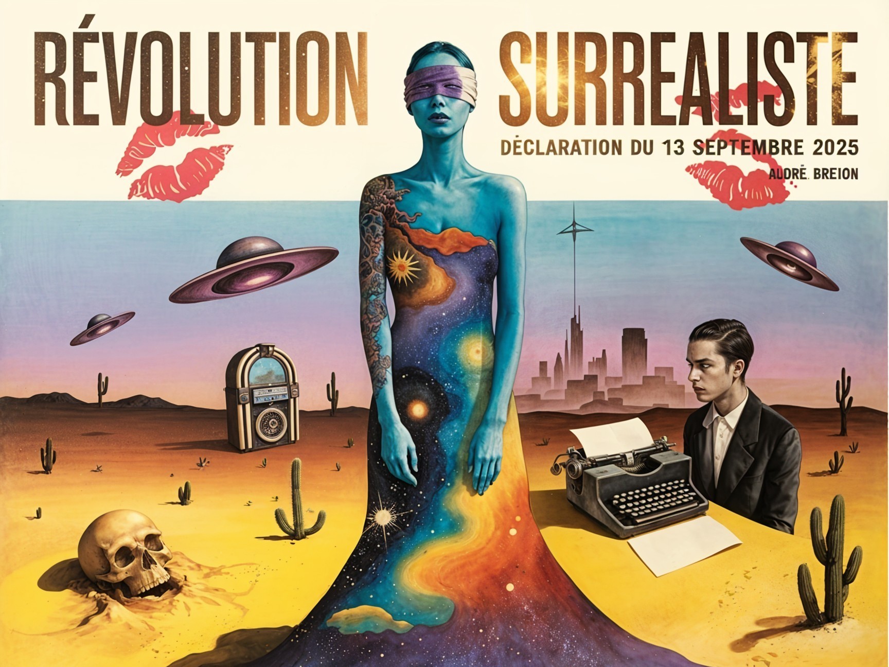 Surrealistic Artwork with Cosmic Themes and Symbolism