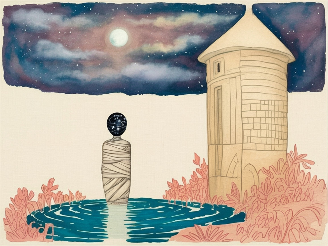 Dreamy Landscape with Starry Sky and Tranquil Pool