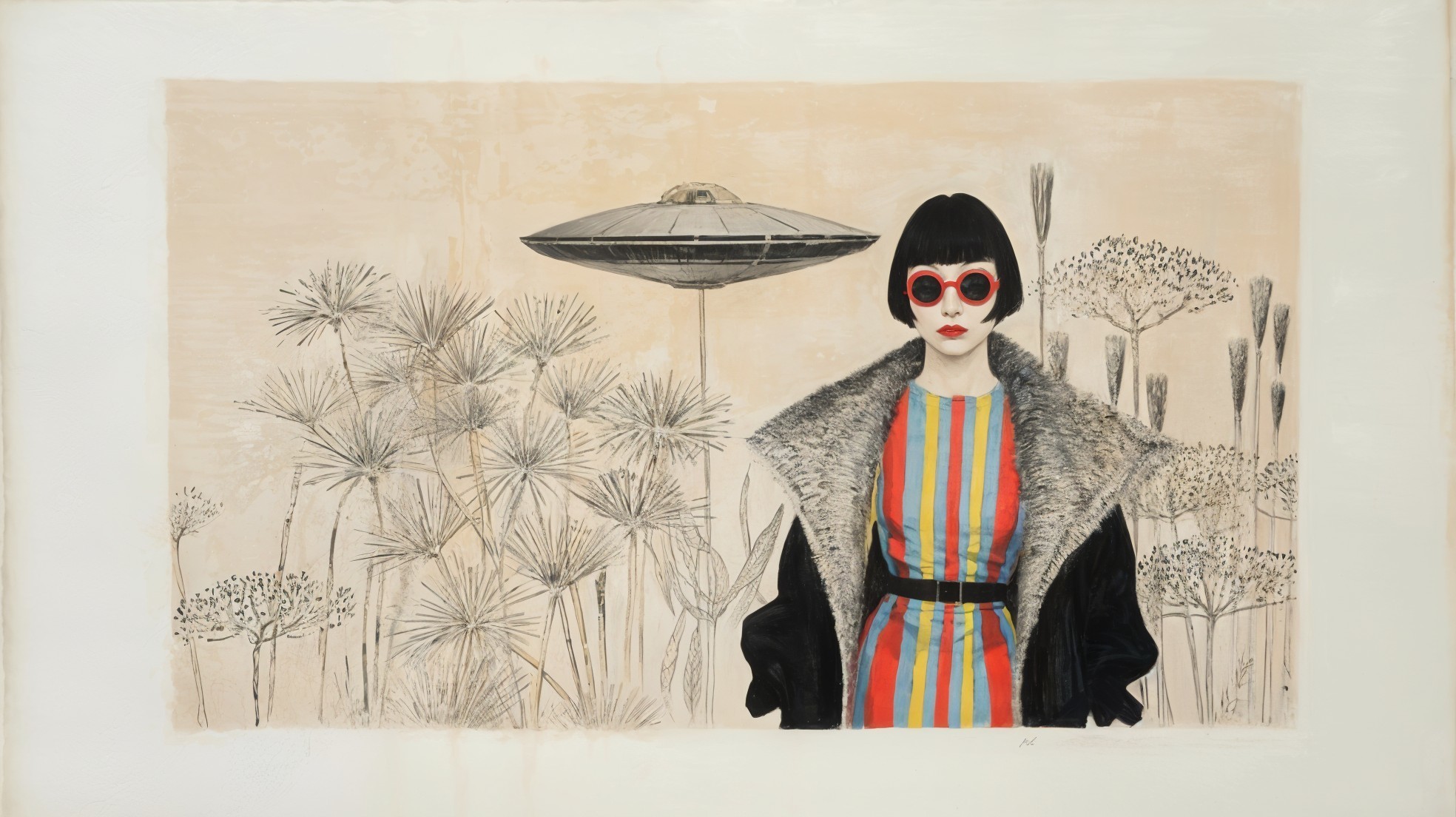 Stylized Illustration of Woman in Futuristic Setting