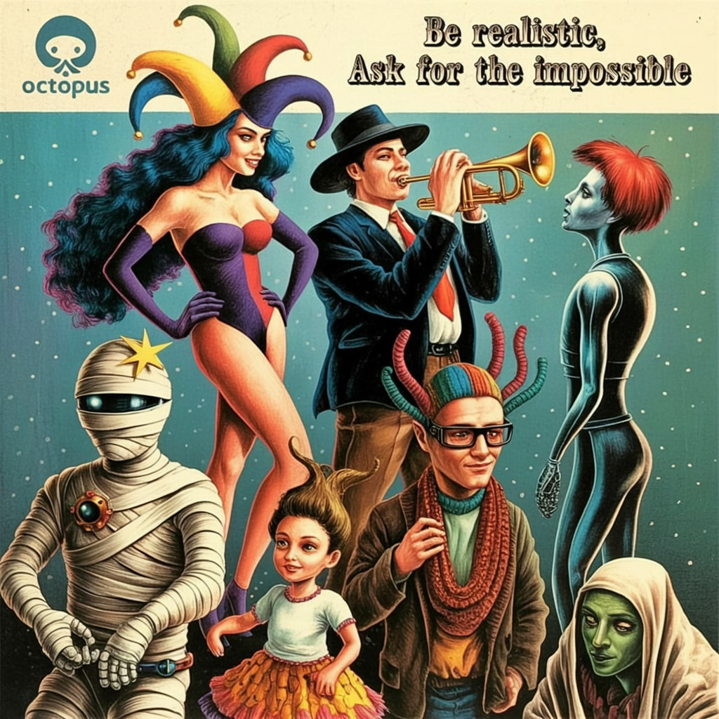 Whimsical Collage of Diverse Characters and Expressions