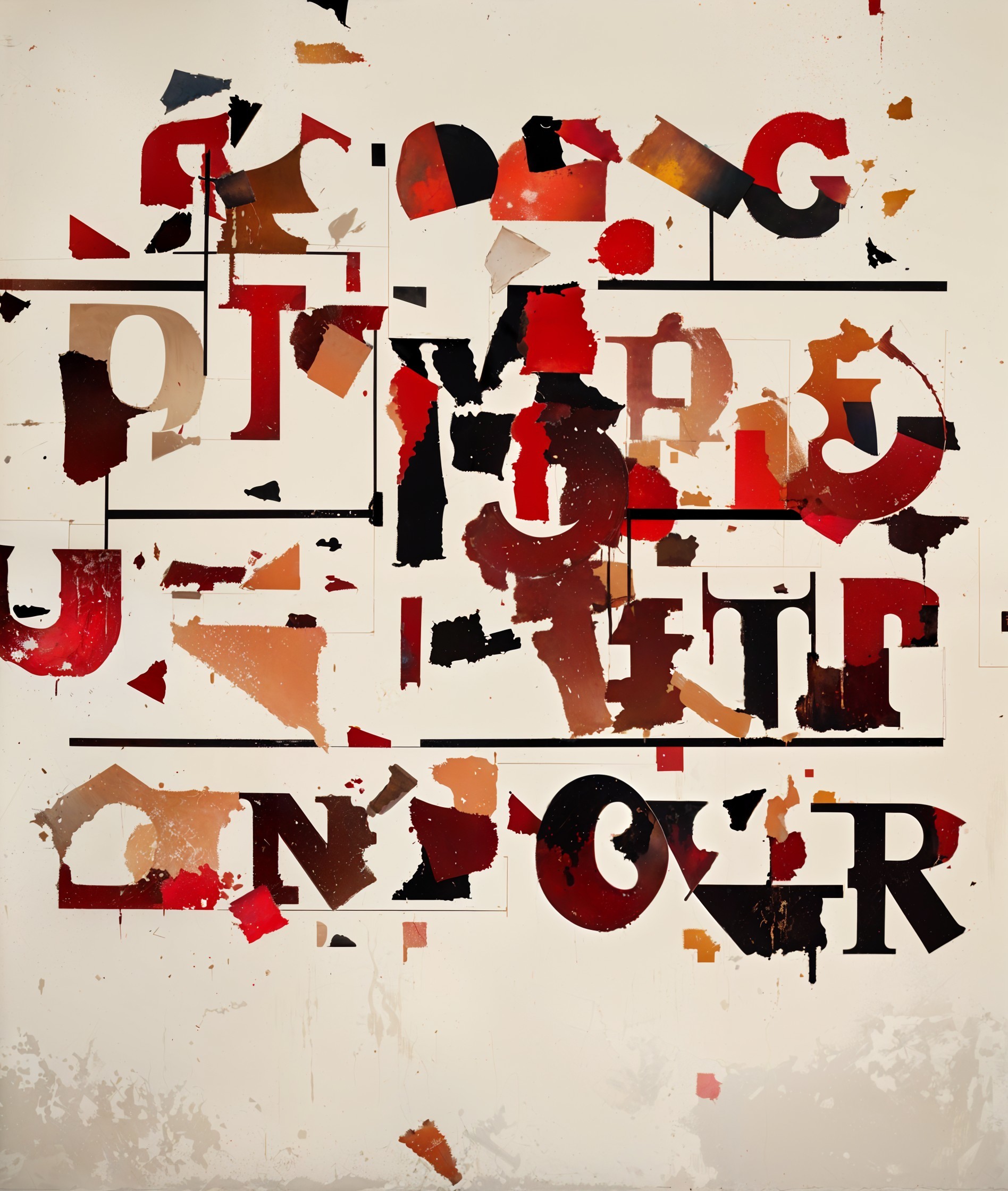 Abstract Composition of Fragmented Shapes and Letters
