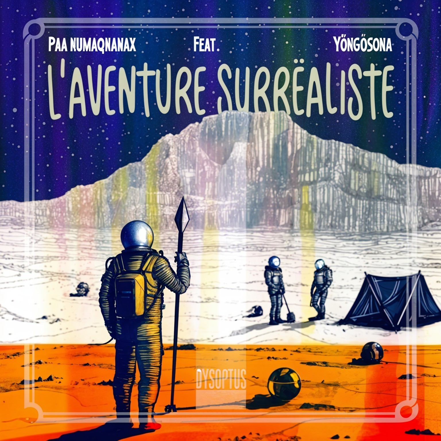 Surreal Landscape of Astronauts on Alien Terrain