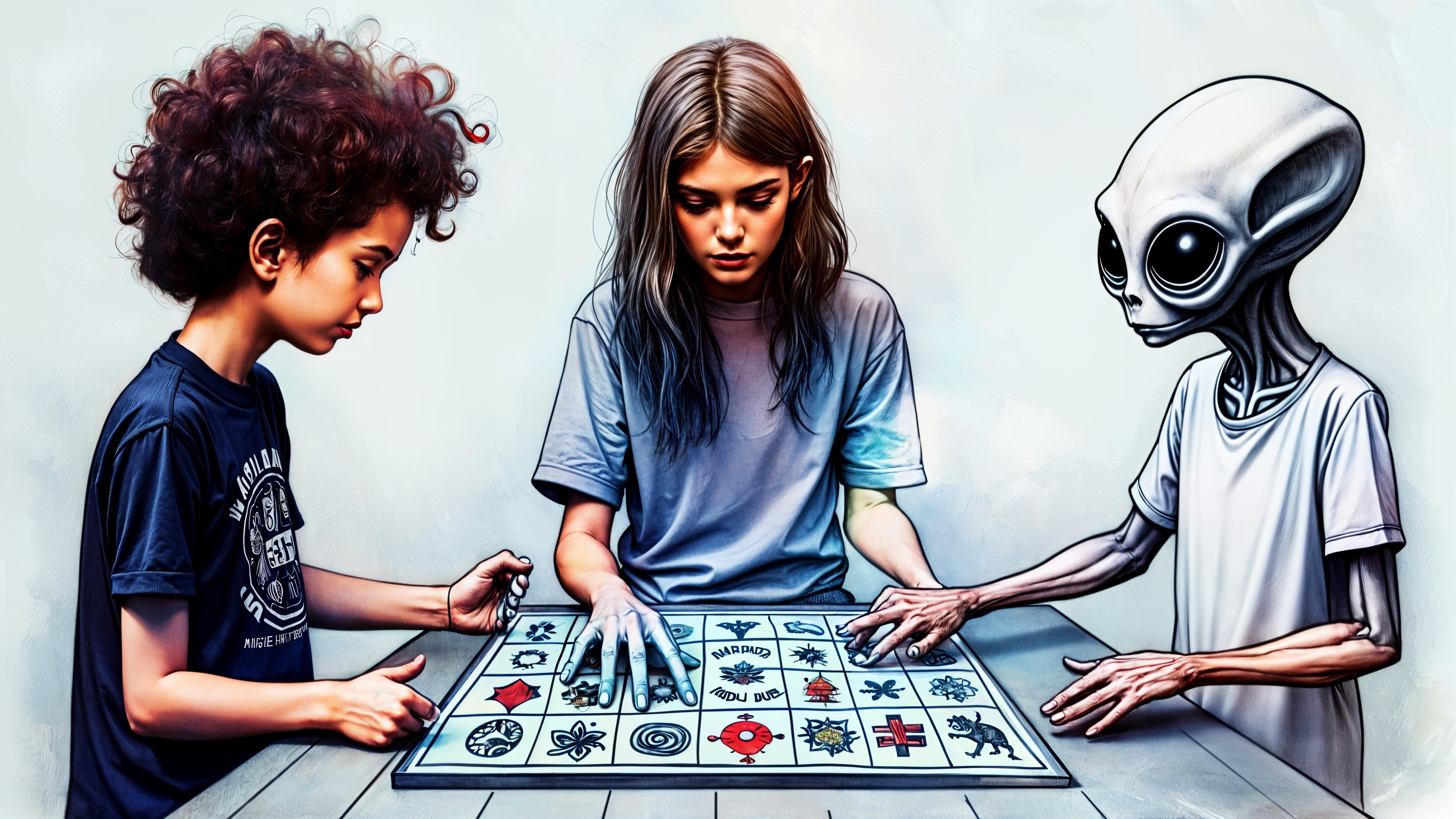 Three Figures Engaged in a Game at a Table